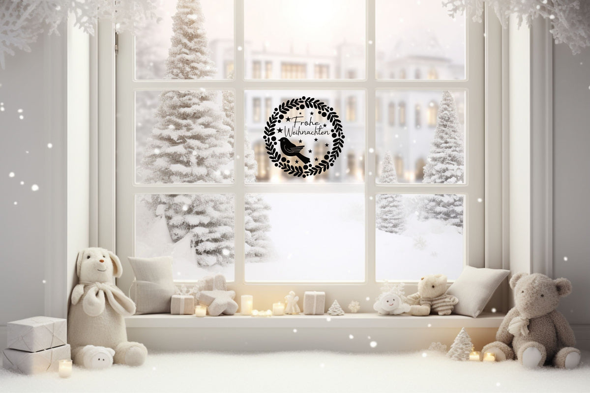 Frohe Weihnachten Vogel Fensteraufkleber Weihnachten Weihnachtsdeko Fensterbild Aufkleber Vinyl Sticker Dekoration Glas ,Laternen, Fenster
