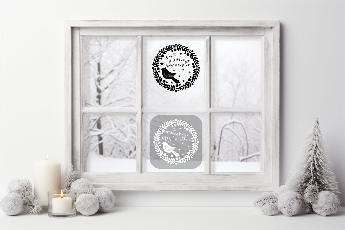 Frohe Weihnachten Vogel Fensteraufkleber Weihnachten Weihnachtsdeko Fensterbild Aufkleber Vinyl Sticker Dekoration Glas ,Laternen, Fenster