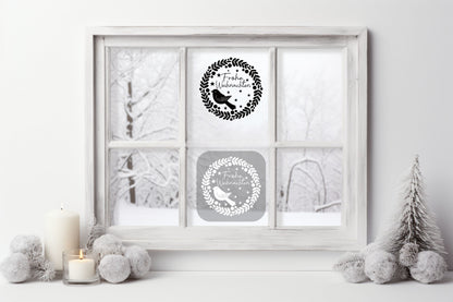 Frohe Weihnachten Vogel Fensteraufkleber Weihnachten Weihnachtsdeko Fensterbild Aufkleber Vinyl Sticker Dekoration Glas ,Laternen, Fenster