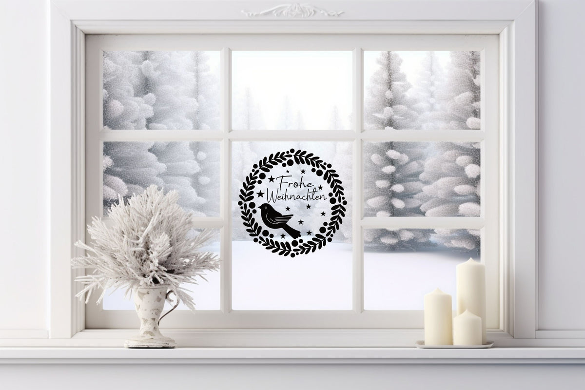Frohe Weihnachten Vogel Fensteraufkleber Weihnachten Weihnachtsdeko Fensterbild Aufkleber Vinyl Sticker Dekoration Glas ,Laternen, Fenster