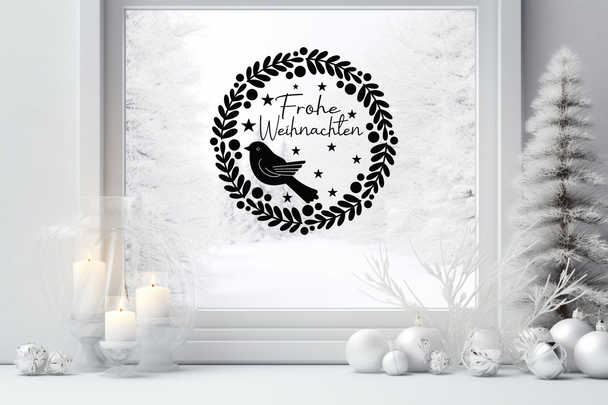 Frohe Weihnachten Vogel Fensteraufkleber Weihnachten Weihnachtsdeko Fensterbild Aufkleber Vinyl Sticker Dekoration Glas ,Laternen, Fenster