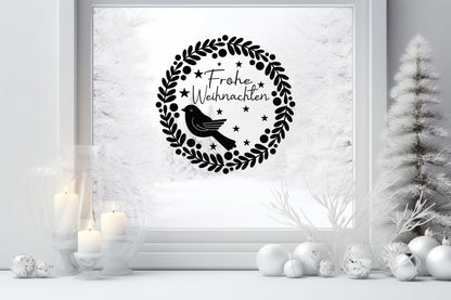 Frohe Weihnachten Vogel Fensteraufkleber Weihnachten Weihnachtsdeko Fensterbild Aufkleber Vinyl Sticker Dekoration Glas ,Laternen, Fenster