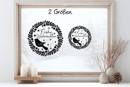 Frohe Weihnachten Vogel Fensteraufkleber Weihnachten Weihnachtsdeko Fensterbild Aufkleber Vinyl Sticker Dekoration Glas ,Laternen, Fenster