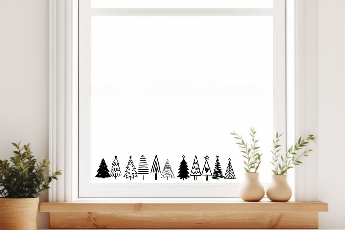 Bäume Weihnachten Fensteraufkleber 11x Weihnachtsbäume Weihnachtsdeko Fensterbild Aufkleber Sticker Tannenbäume Set Glas ,Spiegel, Fenster