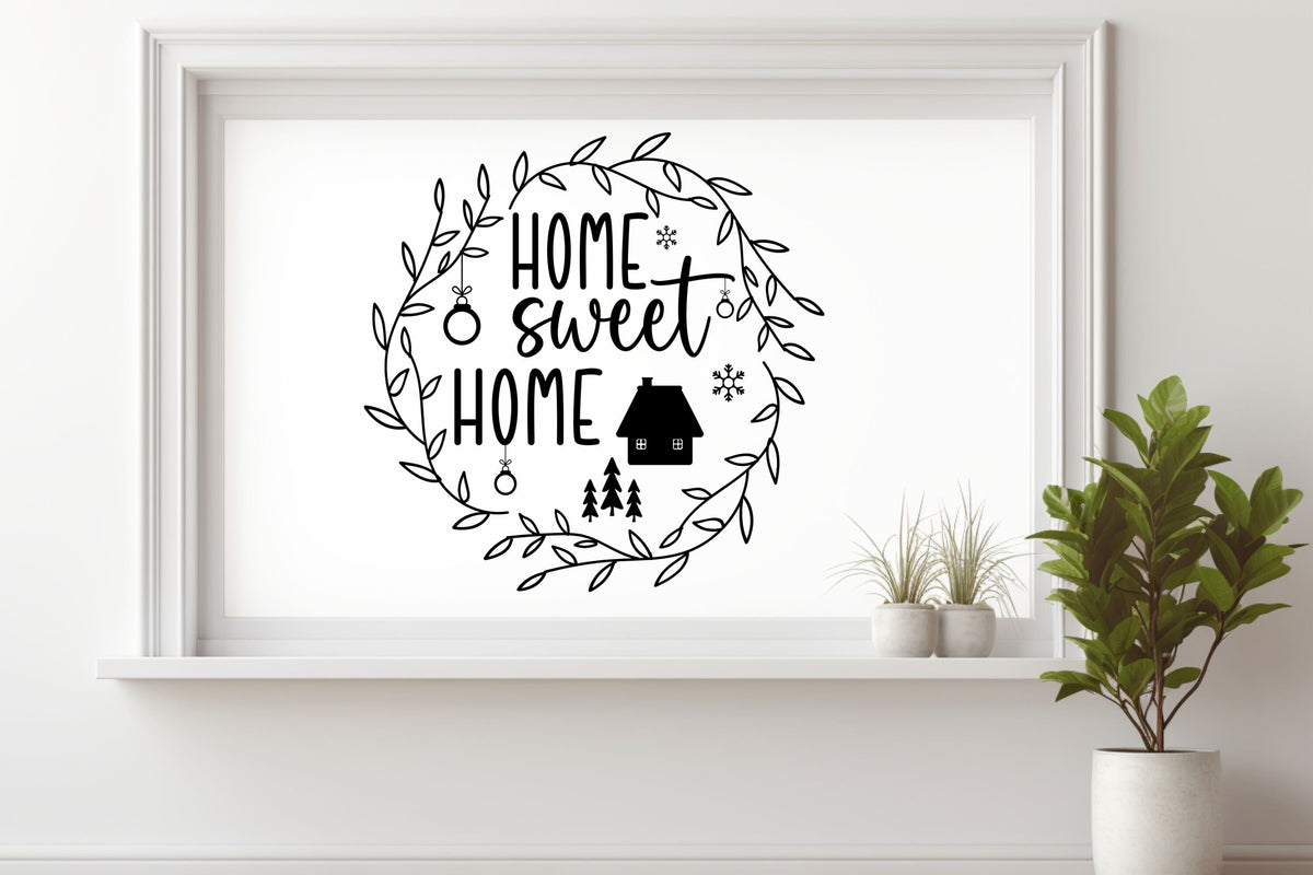 Aufkleber Fensteraufkleber Home Sweet Home Weihnachtszeit Kranz Willkommen Zuhause Dekoration Fensterbild Weihnachten Vinyl Fenstersticker