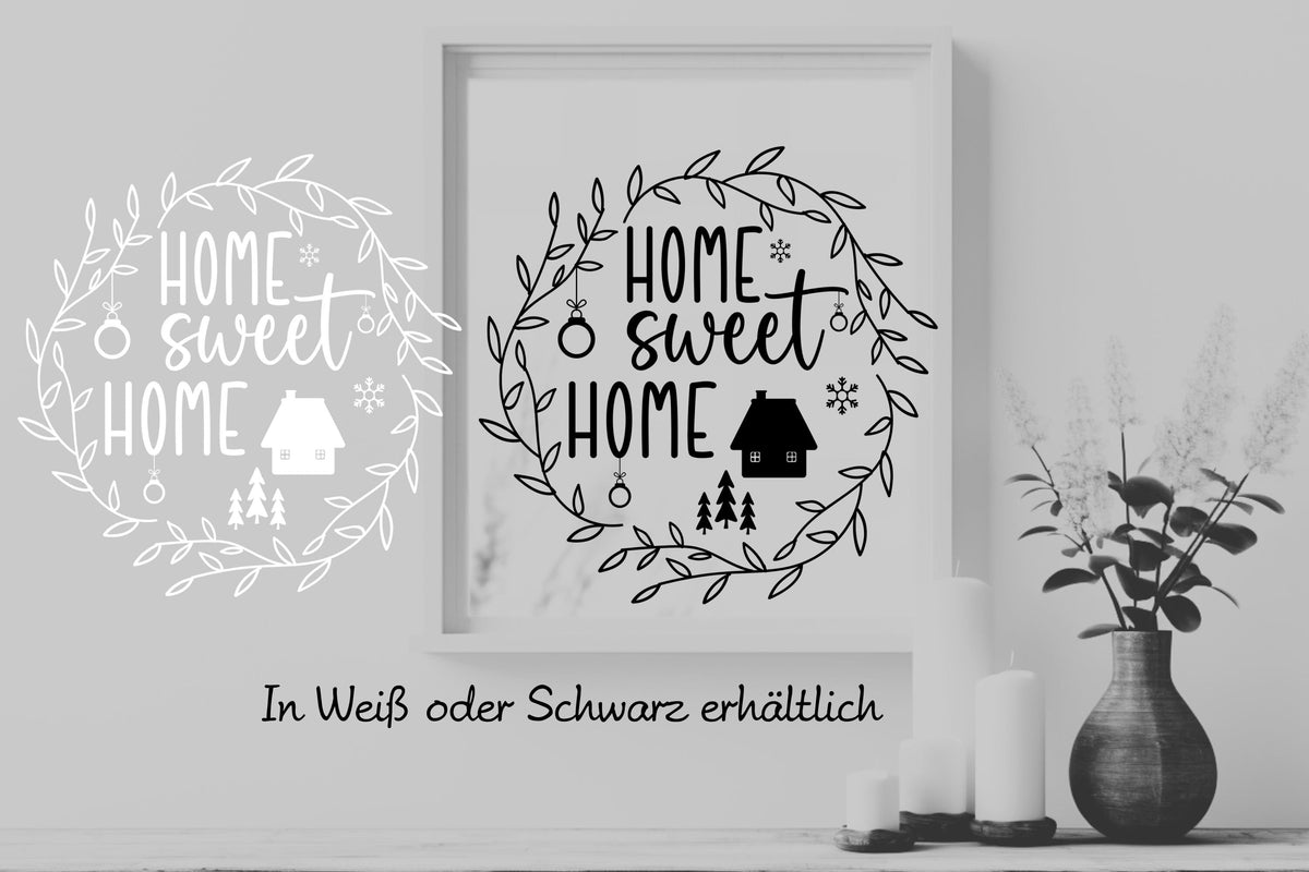 Aufkleber Fensteraufkleber Home Sweet Home Weihnachtszeit Kranz Willkommen Zuhause Dekoration Fensterbild Weihnachten Vinyl Fenstersticker