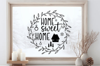 Aufkleber Fensteraufkleber Home Sweet Home Weihnachtszeit Kranz Willkommen Zuhause Dekoration Fensterbild Weihnachten Vinyl Fenstersticker