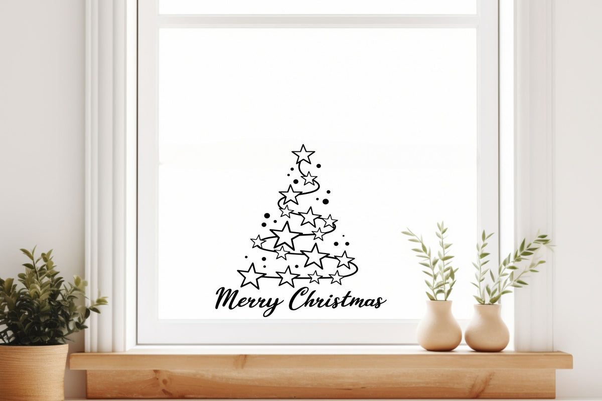Weihnachten Tannenbaum Weihnachtsdeko Deko Fensterbild Aufkleber Glas Spiegelaufkleber Sticker Dekoration merry christmas Fensteraufkleber