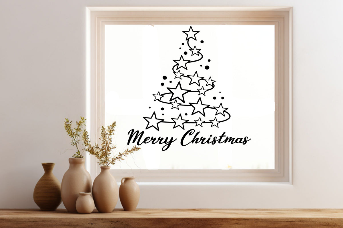 Weihnachten Tannenbaum Weihnachtsdeko Deko Fensterbild Aufkleber Glas Spiegelaufkleber Sticker Dekoration merry christmas Fensteraufkleber
