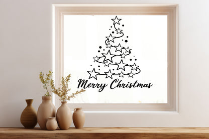 Weihnachten Tannenbaum Weihnachtsdeko Deko Fensterbild Aufkleber Glas Spiegelaufkleber Sticker Dekoration merry christmas Fensteraufkleber