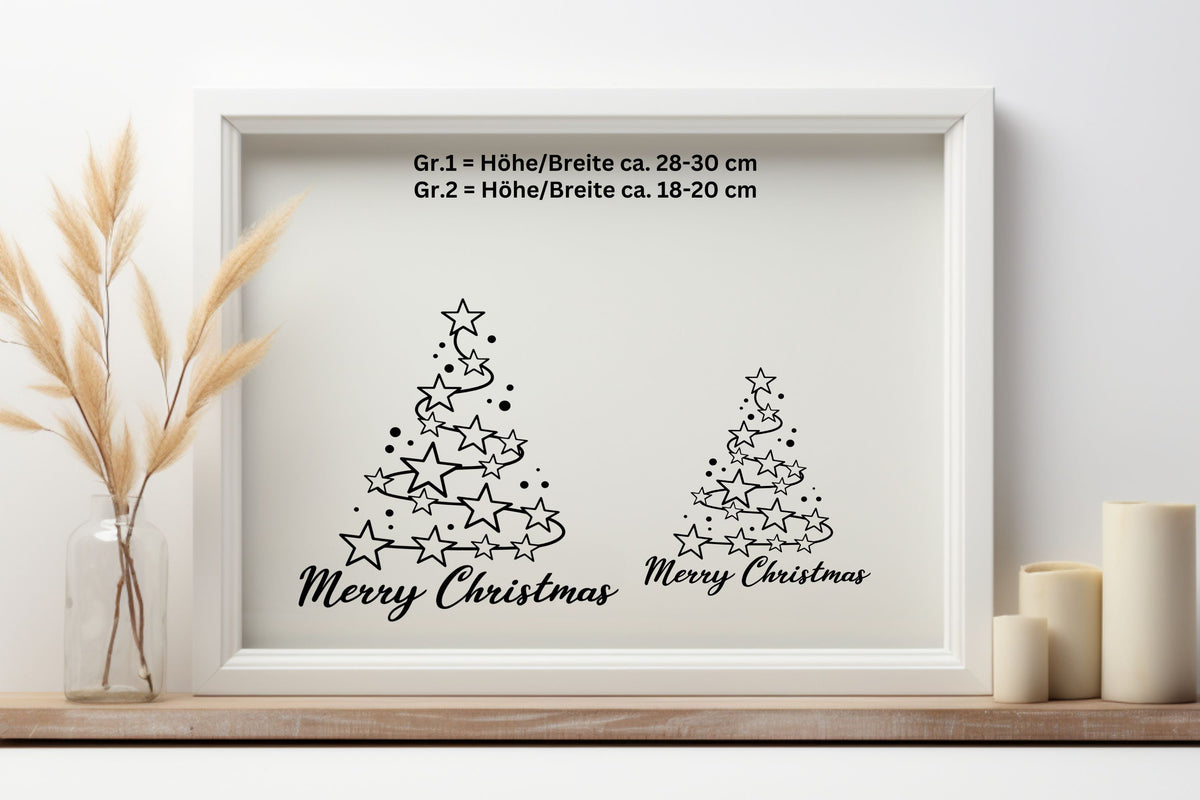Weihnachten Tannenbaum Weihnachtsdeko Deko Fensterbild Aufkleber Glas Spiegelaufkleber Sticker Dekoration merry christmas Fensteraufkleber