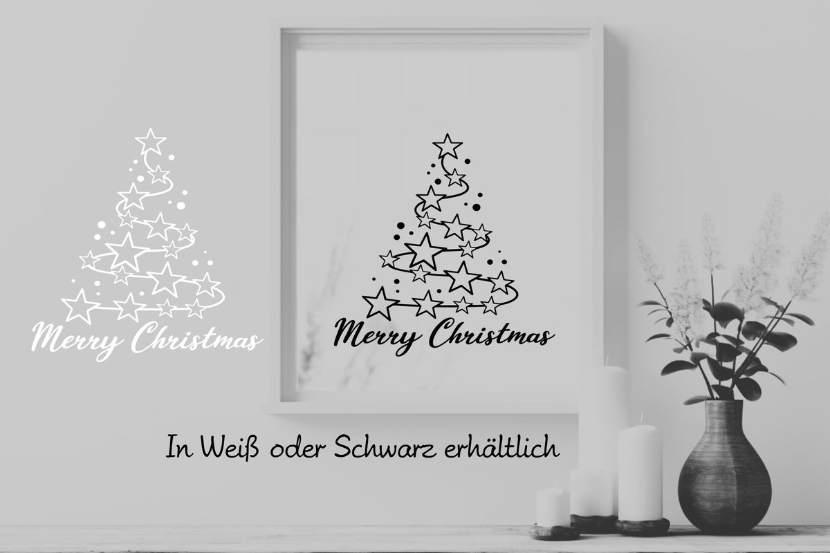 Weihnachten Tannenbaum Weihnachtsdeko Deko Fensterbild Aufkleber Glas Spiegelaufkleber Sticker Dekoration merry christmas Fensteraufkleber