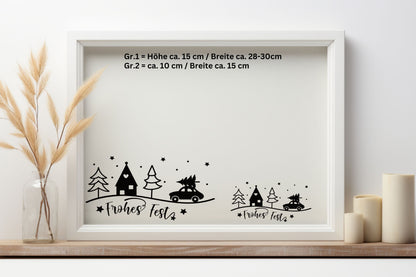 Frohes Fest Weihnachtsfensterbild Fensteraufkleber Weihnachten Weihnachtsdeko Fensterbild Aufkleber Sticker Deko für Glas , Spiegel, Fenster