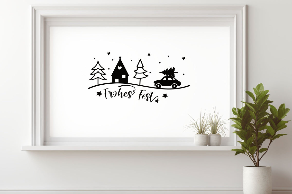 Frohes Fest Weihnachtsfensterbild Fensteraufkleber Weihnachten Weihnachtsdeko Fensterbild Aufkleber Sticker Deko für Glas , Spiegel, Fenster