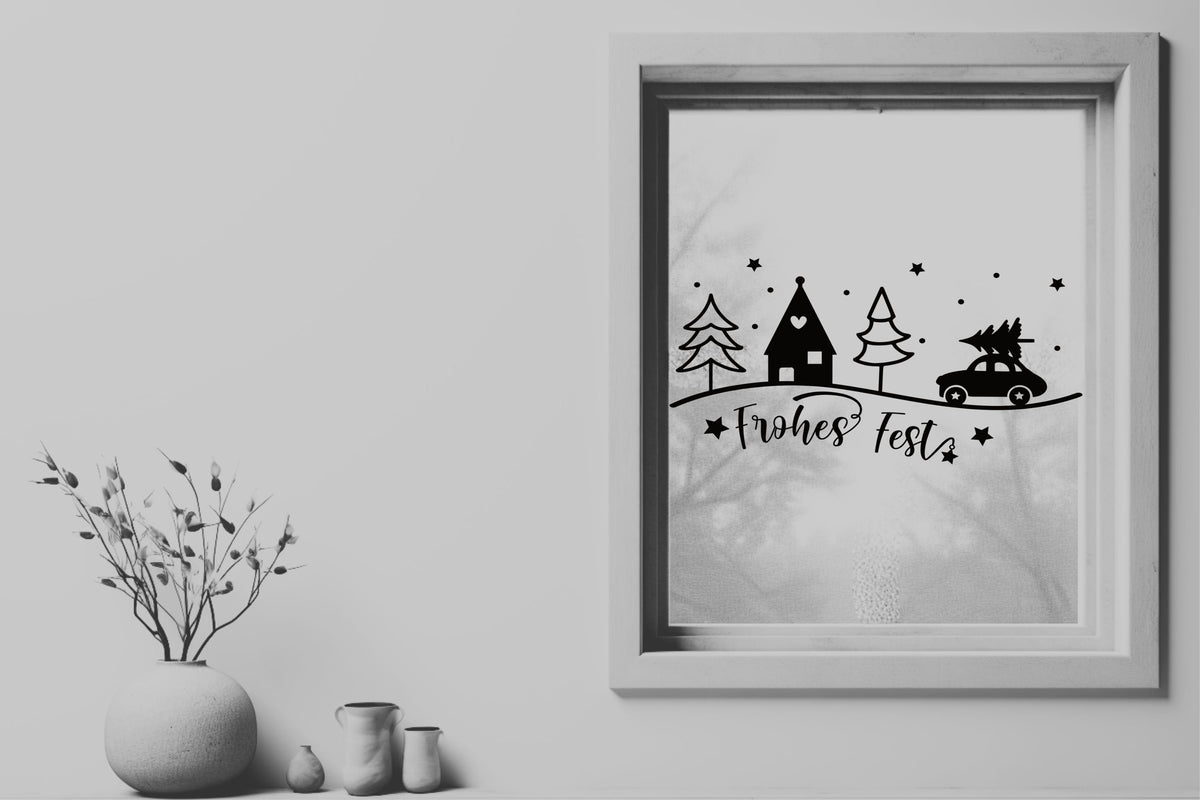 Frohes Fest Weihnachtsfensterbild Fensteraufkleber Weihnachten Weihnachtsdeko Fensterbild Aufkleber Sticker Deko für Glas , Spiegel, Fenster
