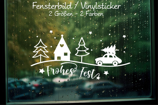 Frohes Fest Weihnachtsfensterbild Fensteraufkleber Weihnachten Weihnachtsdeko Fensterbild Aufkleber Sticker Deko für Glas , Spiegel, Fenster