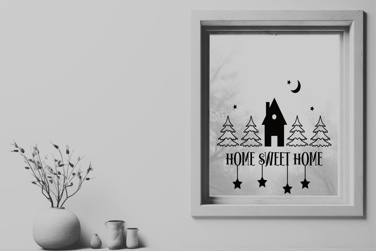Home Sweet Home Weihnachtsfensterbild Fensteraufkleber Weihnachten Weihnachtsdeko Fensterbild Aufkleber Sticker für Glas , Spiegel, Fenster