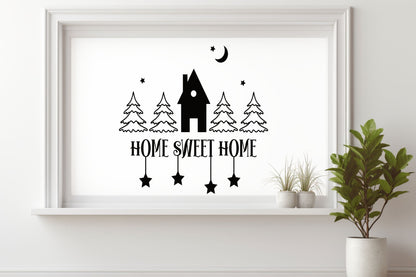 Home Sweet Home Weihnachtsfensterbild Fensteraufkleber Weihnachten Weihnachtsdeko Fensterbild Aufkleber Sticker für Glas , Spiegel, Fenster