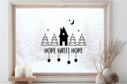 Home Sweet Home Weihnachtsfensterbild Fensteraufkleber Weihnachten Weihnachtsdeko Fensterbild Aufkleber Sticker für Glas , Spiegel, Fenster
