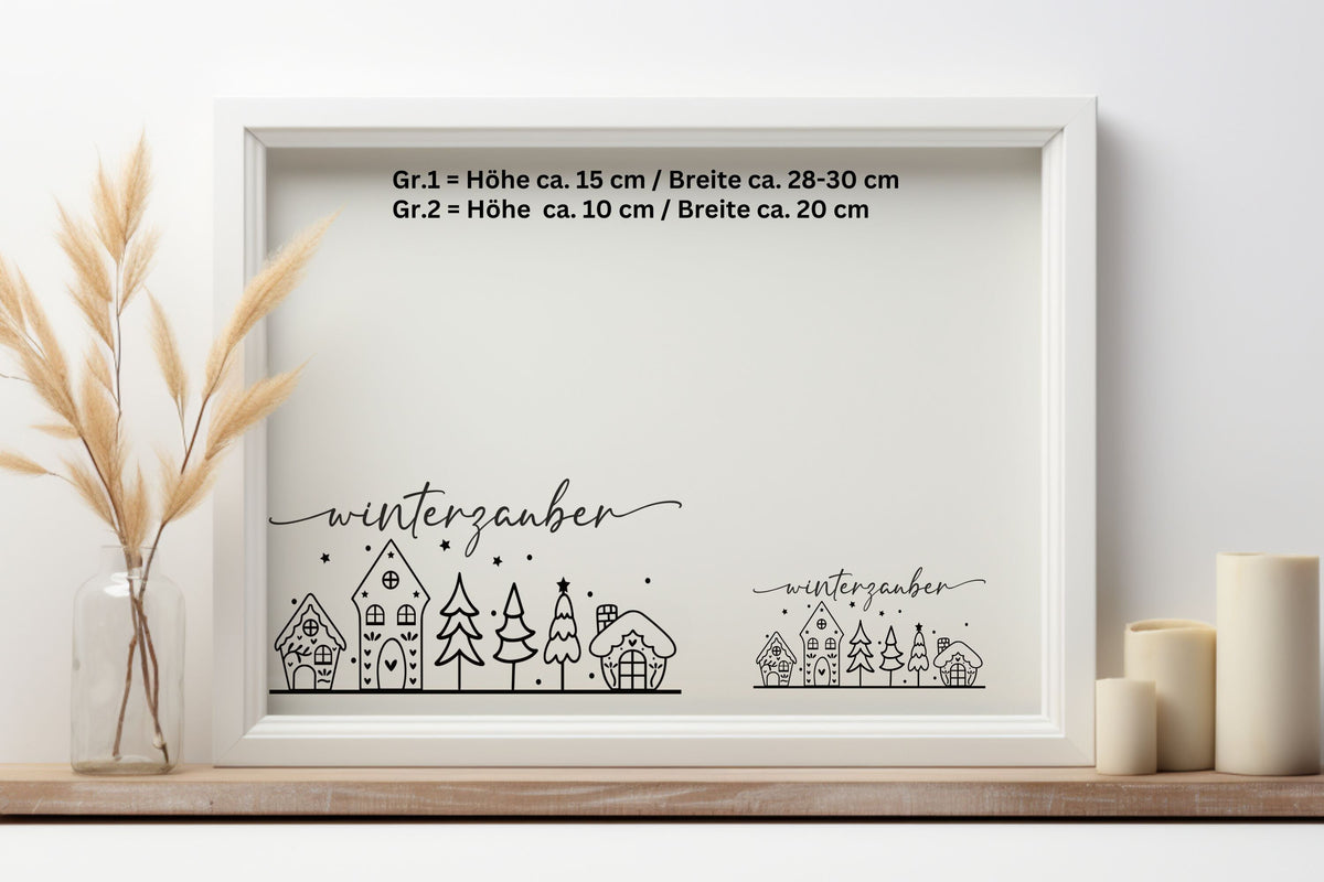 Winterzauber Weihnachtsfensterbild Fensteraufkleber Winterdeko Weihnachtsdeko Fensterbild Aufkleber Sticker für Glas , Spiegel, Fenster