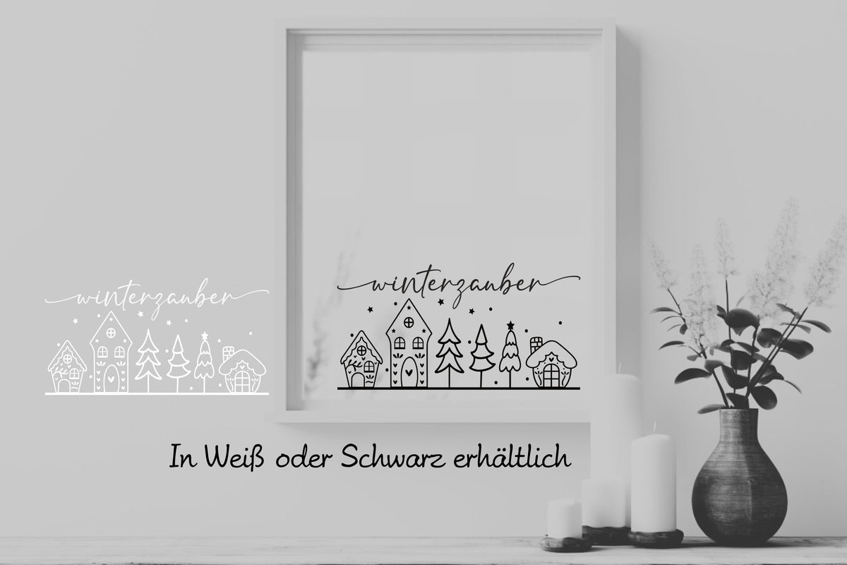 Winterzauber Weihnachtsfensterbild Fensteraufkleber Winterdeko Weihnachtsdeko Fensterbild Aufkleber Sticker für Glas , Spiegel, Fenster