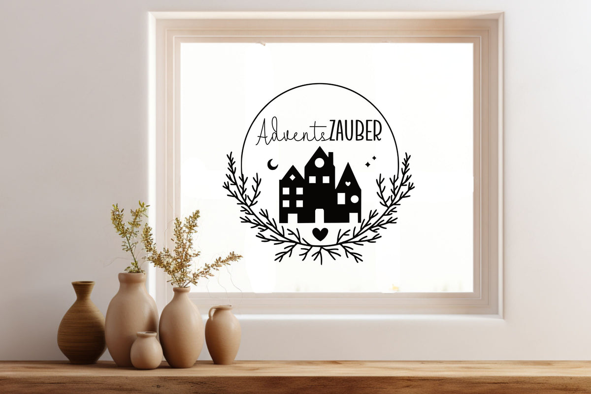 Adventszauber Weihnachten Weihnachtsfenster Fensterbild Aufkleber Fenstersticker Weihnachtsfensterbild Stil Minimalistisch Skandinavisch