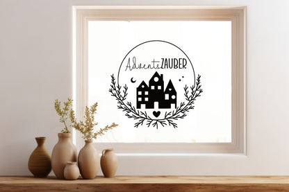 Adventszauber Weihnachten Weihnachtsfenster Fensterbild Aufkleber Fenstersticker Weihnachtsfensterbild Stil Minimalistisch Skandinavisch