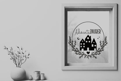 Adventszauber Weihnachten Weihnachtsfenster Fensterbild Aufkleber Fenstersticker Weihnachtsfensterbild Stil Minimalistisch Skandinavisch