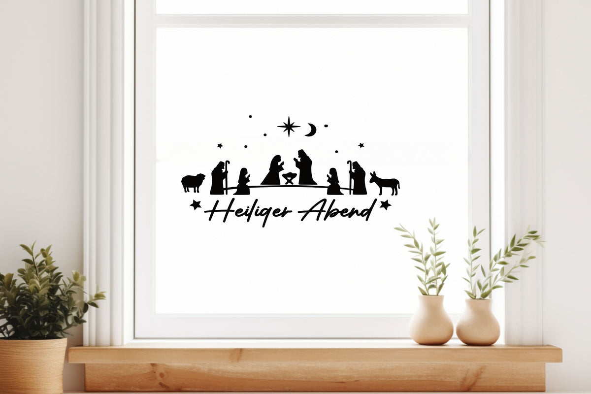 Heiliger Abend Fensteraufkleber Krippe Christkind Jesuskind Fensterbild Aufkleber Fenstersticker Weihnachtsfensterbild Krippenspiel Sticker