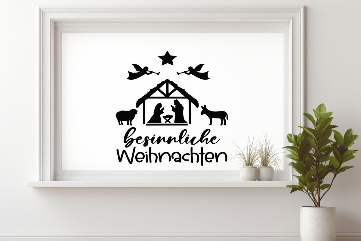 besinnliche Weihnachten Fensteraufkleber Krippe Christkind Jesuskind Fensterbild Aufkleber Fenstersticker Weihnachtsfensterbild Krippenspiel