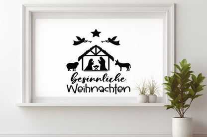 besinnliche Weihnachten Fensteraufkleber Krippe Christkind Jesuskind Fensterbild Aufkleber Fenstersticker Weihnachtsfensterbild Krippenspiel