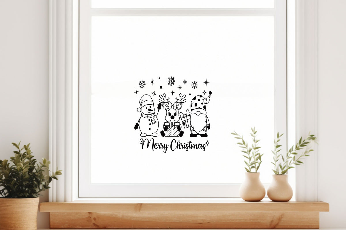 merry christmas Weihnachtsfensterbild Schneemann Fensteraufkleber Weihnachtsdeko Fensterbild Aufkleber Sticker Kinderfenster Glas , Spiegel