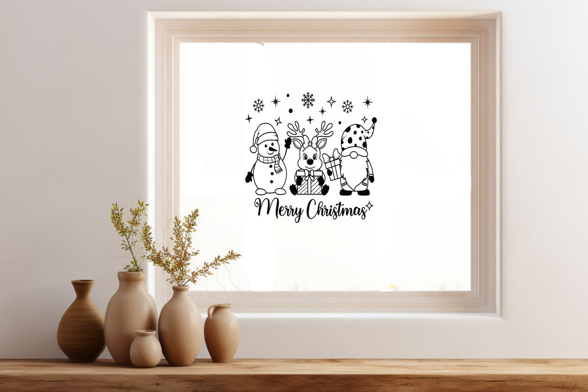 merry christmas Weihnachtsfensterbild Schneemann Fensteraufkleber Weihnachtsdeko Fensterbild Aufkleber Sticker Kinderfenster Glas , Spiegel
