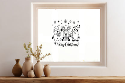 merry christmas Weihnachtsfensterbild Schneemann Fensteraufkleber Weihnachtsdeko Fensterbild Aufkleber Sticker Kinderfenster Glas , Spiegel