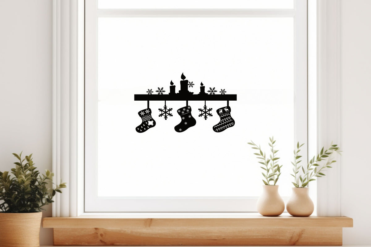 Aufkleber Fensteraufkleber Sticker Nikolausstiefel Winter Dekoration Vinyl Adventszeit Fensterbild Weihnachtsdekoration Nikolaus Kaminsims