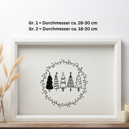 Tannenbäume Fensteraufkleber Weihnachten Weihnachtsdeko Fensterbild Aufkleber Weihnachtsbäume Kranz Sticker Deko Glas, Fenste, Türen