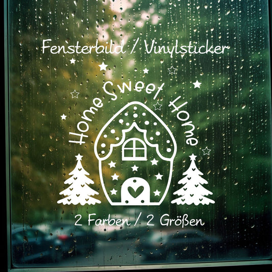 Home Sweet Home Weihnachtsfensterbild Fensteraufkleber Weihnachten Weihnachtsdeko Fensterbild Aufkleber Sticker für Glas , Spiegel, Fenster
