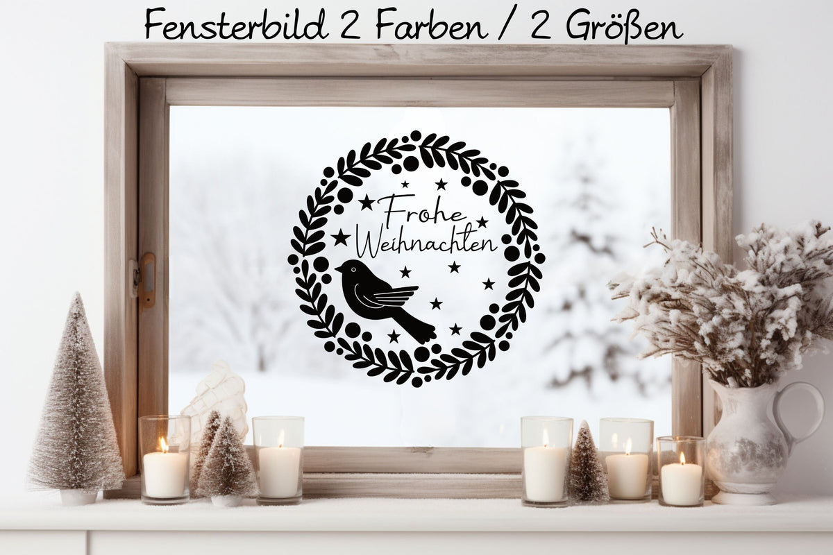 Frohe Weihnachten Vogel Fensteraufkleber Weihnachten Weihnachtsdeko Fensterbild Aufkleber Vinyl Sticker Dekoration Glas ,Laternen, Fenster