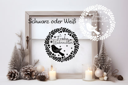 Frohe Weihnachten Vogel Fensteraufkleber Weihnachten Weihnachtsdeko Fensterbild Aufkleber Vinyl Sticker Dekoration Glas ,Laternen, Fenster