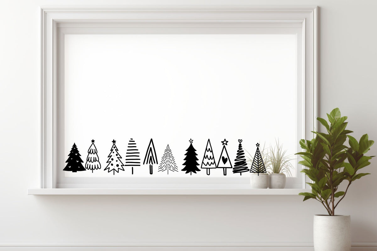 Bäume Weihnachten Fensteraufkleber 11x Weihnachtsbäume Weihnachtsdeko Fensterbild Aufkleber Sticker Tannenbäume Set Glas ,Spiegel, Fenster