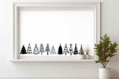 Bäume Weihnachten Fensteraufkleber 11x Weihnachtsbäume Weihnachtsdeko Fensterbild Aufkleber Sticker Tannenbäume Set Glas ,Spiegel, Fenster