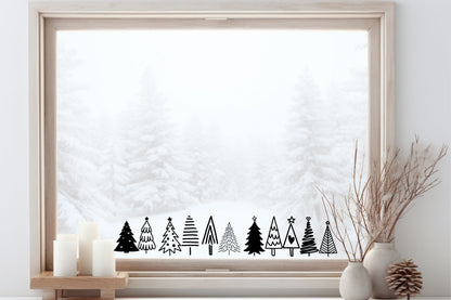 Bäume Weihnachten Fensteraufkleber 11x Weihnachtsbäume Weihnachtsdeko Fensterbild Aufkleber Sticker Tannenbäume Set Glas ,Spiegel, Fenster