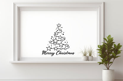 Weihnachten Tannenbaum Weihnachtsdeko Deko Fensterbild Aufkleber Glas Spiegelaufkleber Sticker Dekoration merry christmas Fensteraufkleber