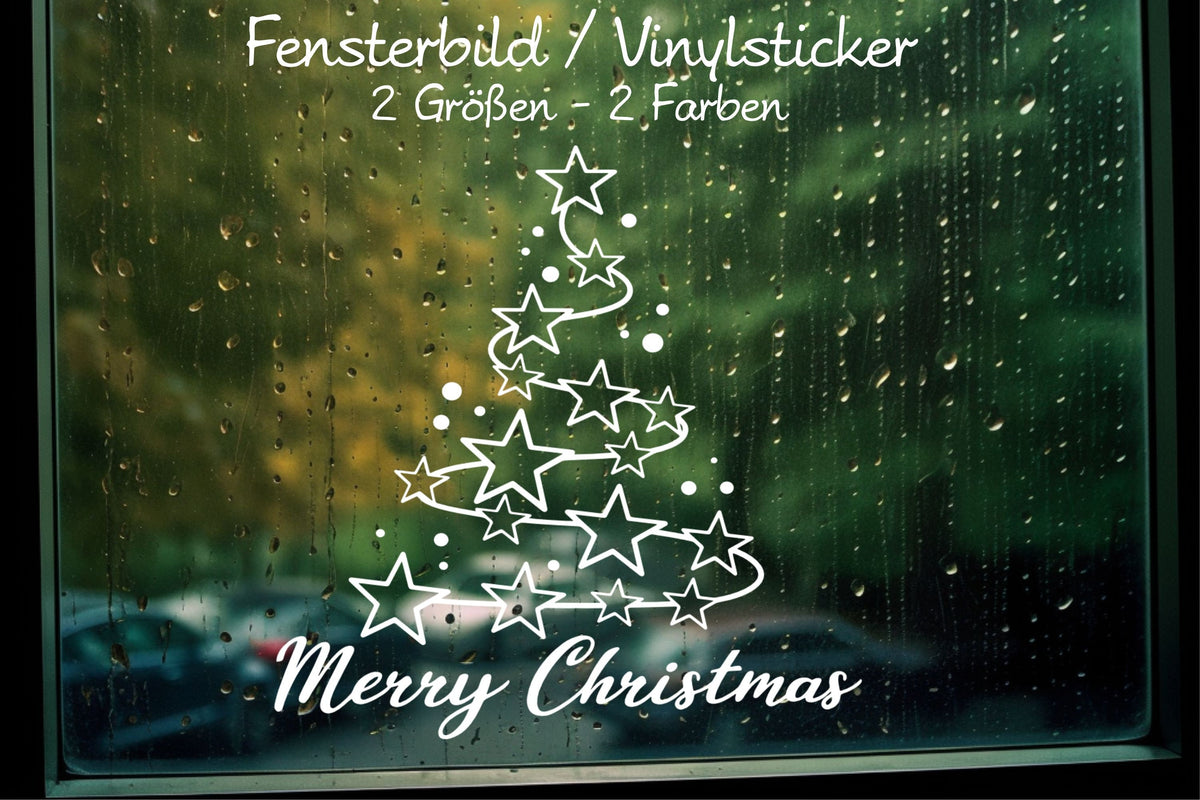 Weihnachten Tannenbaum Weihnachtsdeko Deko Fensterbild Aufkleber Glas Spiegelaufkleber Sticker Dekoration merry christmas Fensteraufkleber