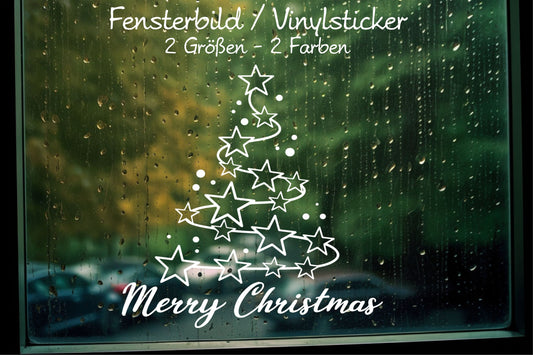 Weihnachten Tannenbaum Weihnachtsdeko Deko Fensterbild Aufkleber Glas Spiegelaufkleber Sticker Dekoration merry christmas Fensteraufkleber