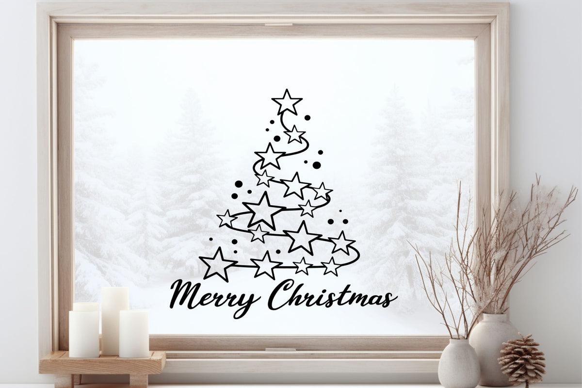 Weihnachten Tannenbaum Weihnachtsdeko Deko Fensterbild Aufkleber Glas Spiegelaufkleber Sticker Dekoration merry christmas Fensteraufkleber