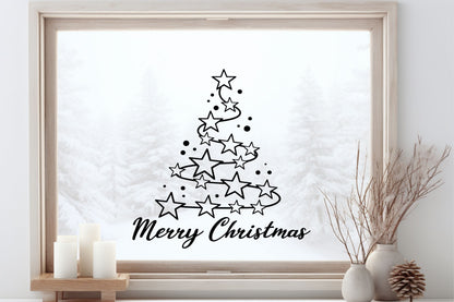 Weihnachten Tannenbaum Weihnachtsdeko Deko Fensterbild Aufkleber Glas Spiegelaufkleber Sticker Dekoration merry christmas Fensteraufkleber