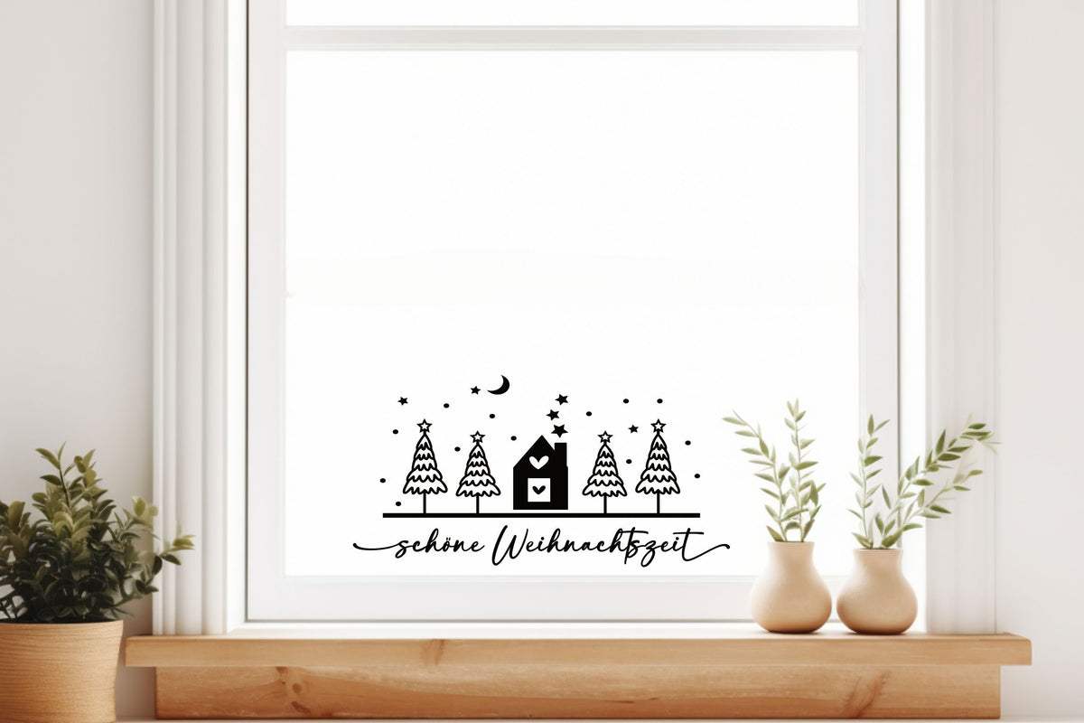 schöne Weihnachtszeit Weihnachten Fensteraufkleber Weihnachten Weihnachtsdeko Fensterbild Aufkleber Sticker Deko für Glas , Spiegel, Fenster