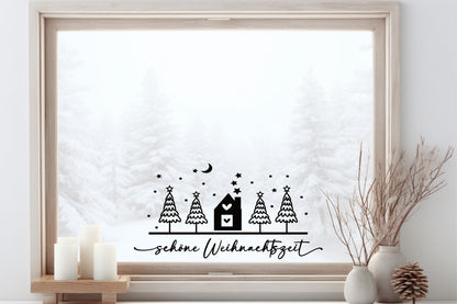 schöne Weihnachtszeit Weihnachten Fensteraufkleber Weihnachten Weihnachtsdeko Fensterbild Aufkleber Sticker Deko für Glas , Spiegel, Fenster