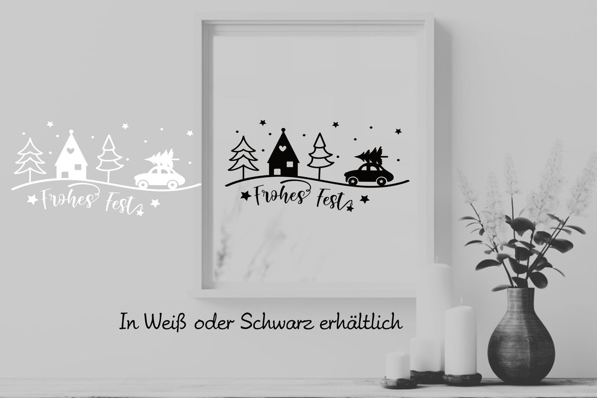 Frohes Fest Weihnachtsfensterbild Fensteraufkleber Weihnachten Weihnachtsdeko Fensterbild Aufkleber Sticker Deko für Glas , Spiegel, Fenster